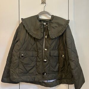 Ganni Olive Quilted Jacket